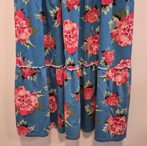 Matilda Jane No End Maxi Dress Teal Floral Sundress Tiered Long Women's Sz Large - Picture 3 of 11